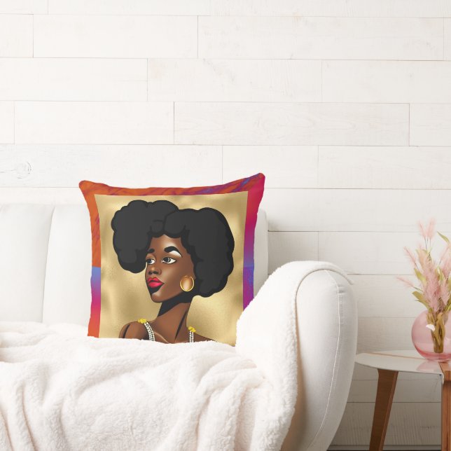 Beautiful Afrocentric Style Woman  Throw Pillow (Couch)