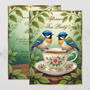Beautiful Afternoon Tea Party Colourful Birds  Invitation