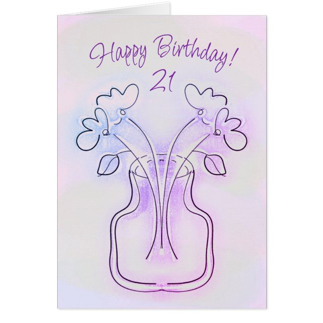 Beautiful Age Specific Floral Art Birthday Card (Front)