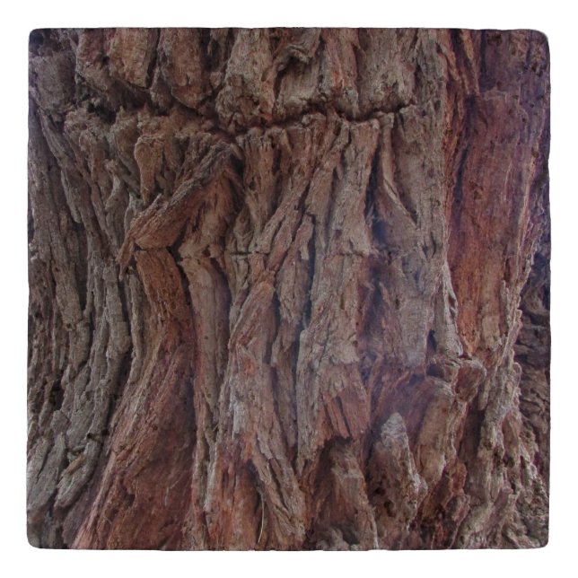 Beautiful Aged Tree Bark Pattern Red and Brown Trivet (Front)