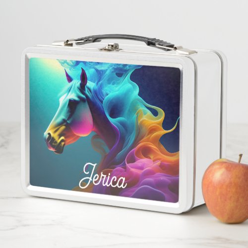 Beautiful AI Abstract White Horse Metal Lunch Box