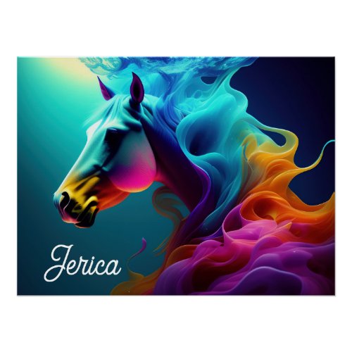 Beautiful AI Abstract White Horse Poster