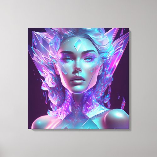 Beautiful Ai Art Pretty Icy Glass like Woman Canvas Print