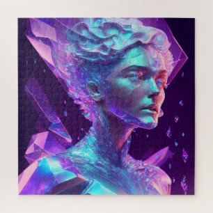 Beautiful Ai Art Pretty Icy Glass like Woman Jigsaw Puzzle