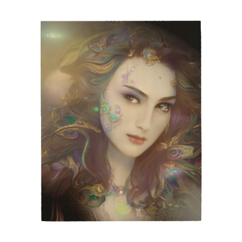 Beautiful AI Generated Woman Wood Wall Art