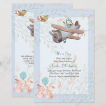 Beautiful Airplane Pilot Boys Baby Shower Invite