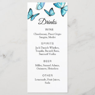 Beautiful airy butterflies. Simple wedding Bar Men Menu