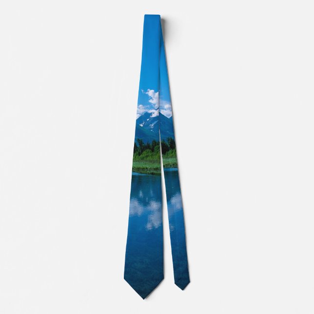 Beautiful Alaska Mountains Landscape Scene Neck Tie (Front)