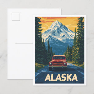 Beautiful Alaska USA Vintage Illustration Travel Postcard