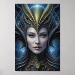 Beautiful Alien Woman - 001 - Fantasy Art Poster