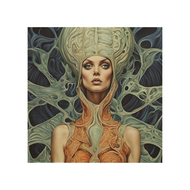 Beautiful Alien Woman Wood Wall Art (Front)