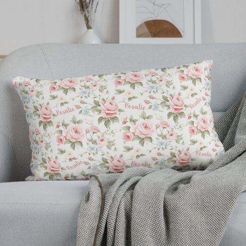 Beautiful All over Pink Rose Name  Accent Pillow