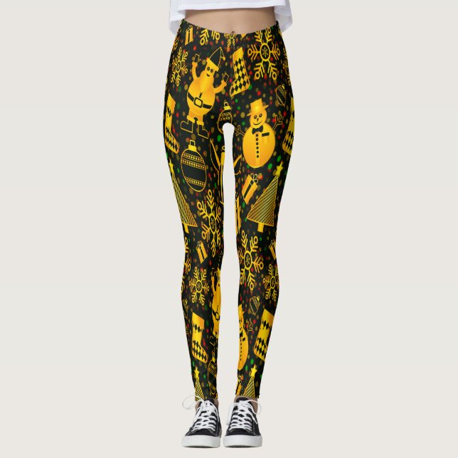 Beautiful All-Over Print Christmas Wallpaper Leggings (Front)