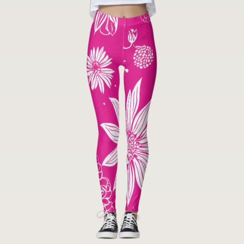 beautiful all_over print of delicate white flowers leggings