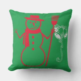 Beautiful All the way snowman for Christmas Art Outdoor Pillow
