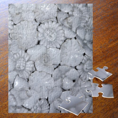 Beautiful All White Porcelain Flowers Challenging Jigsaw Puzzle