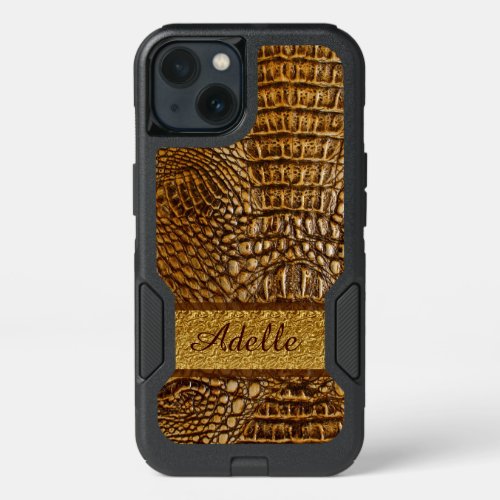 Beautiful Alligator Skin Custom  Monogram iPhone 13 Case
