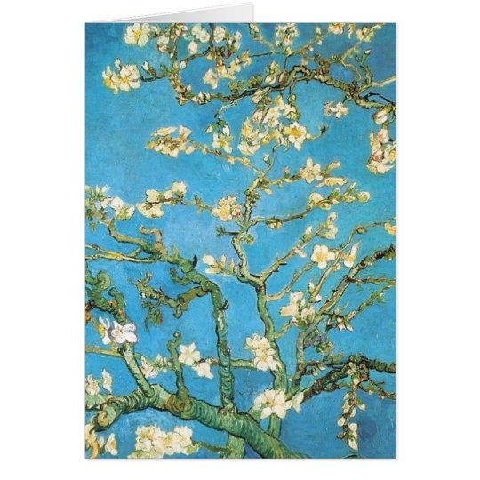 Beautiful almond blossom antique painting card