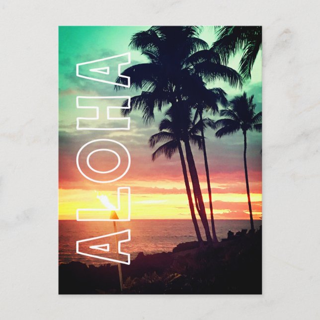 Beautiful Aloha Hawaiian Sunset Postcard (Front)