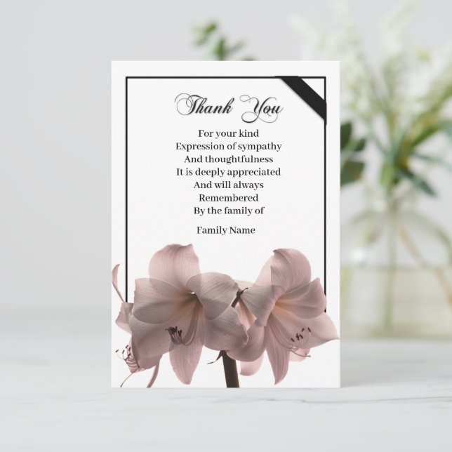 Beautiful Amaryllis Flower Thank You Card (Standing Front)
