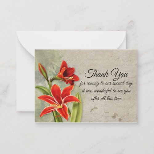 Beautiful Amaryllis Flower Thank You Cards