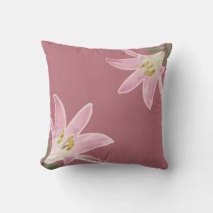 Beautiful Amaryllis Flowers on Rose Gold Throw Pillow