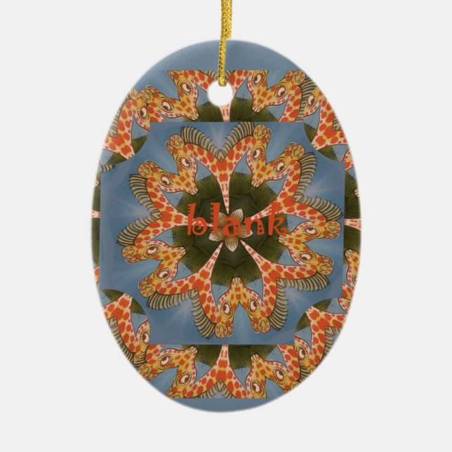 Beautiful amazing African colorful Giraffe blank Ceramic Ornament (Front)