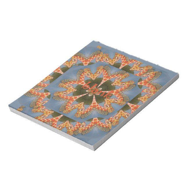 Beautiful amazing African colorful Giraffe blank Notepad (Rotated)