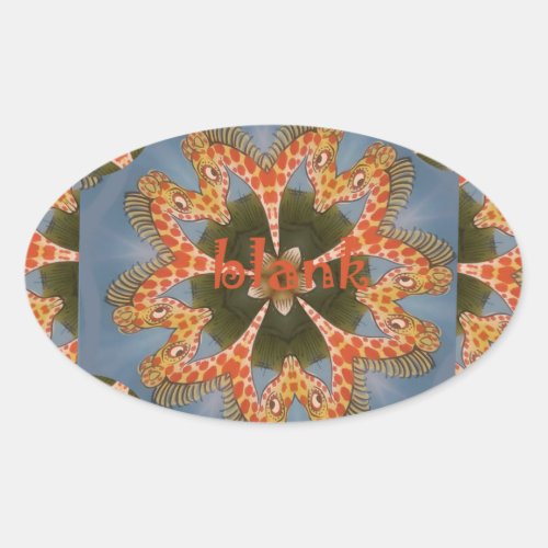 Beautiful amazing African colorful Giraffe blank Oval Sticker