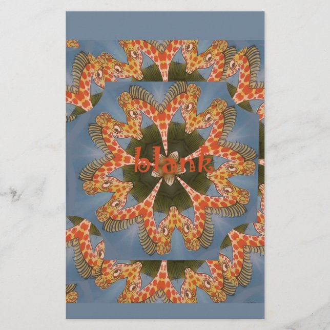 Beautiful amazing African colorful Giraffe blank Stationery (Front)
