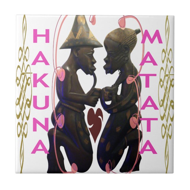Beautiful  Amazing African Couple: A Romantic Art Ceramic Tile (Front)