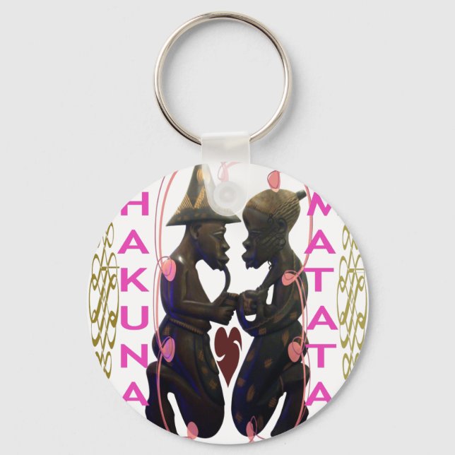 Beautiful  Amazing African Couple: A Romantic Art Keychain (Front)