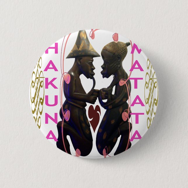 Beautiful  Amazing African Couple: A Romantic Art Pinback Button (Front)