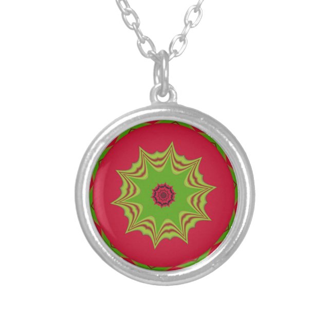 Beautiful amazing  African ethnic tribal red  Art Silver Plated Necklace (Front)