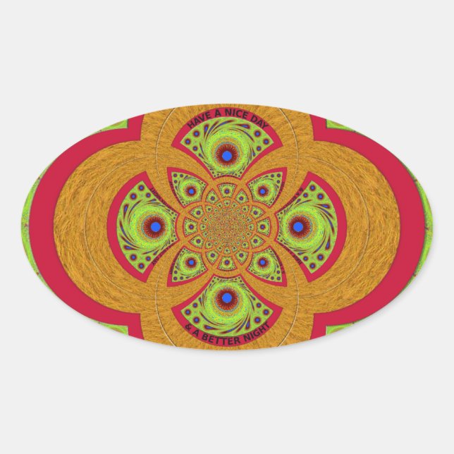  Beautiful amazing African Mandala Pattern Design Oval Sticker (Front)