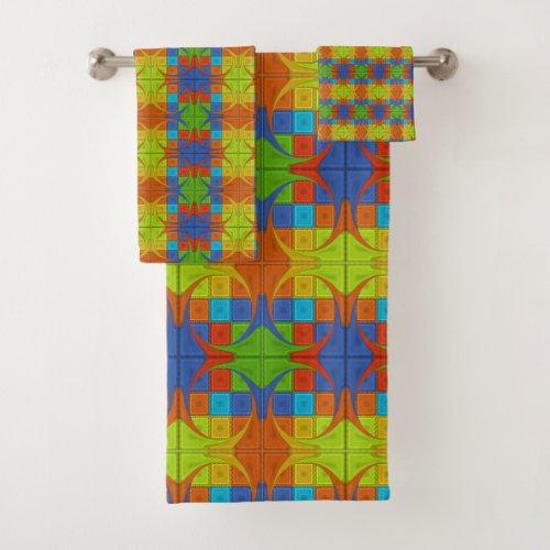 Beautiful Amazing African Rainbow Checkered Print  Bath Towel Set