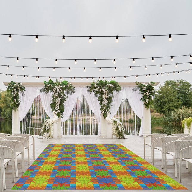 Beautiful Amazing African Rainbow Checkered Print  Outdoor Rug (Insitu (Wedding 1))