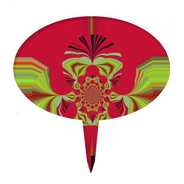 Beautiful Amazing African Red yellow Motif Pattern Cake Topper (Front)