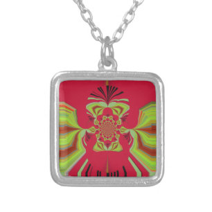Beautiful Amazing African Red yellow Motif Pattern Silver Plated Necklace