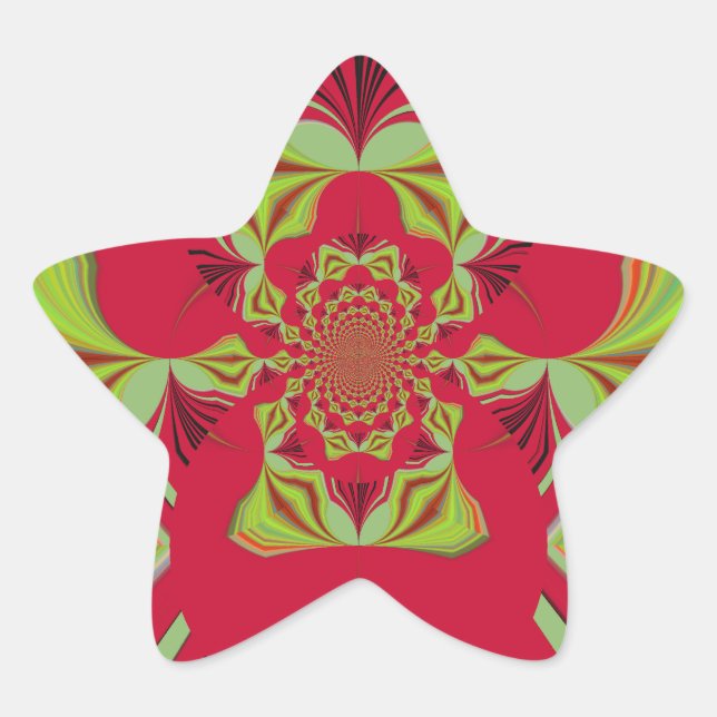 Beautiful Amazing African Red yellow Motif Pattern Star Sticker (Front)