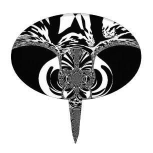 Beautiful amazing African white black Print art Cake Topper