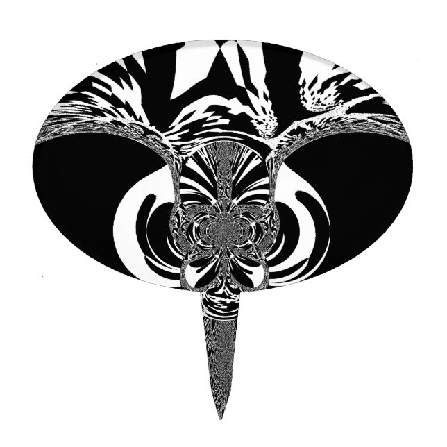  Beautiful amazing African white black Print art Cake Topper (Front)