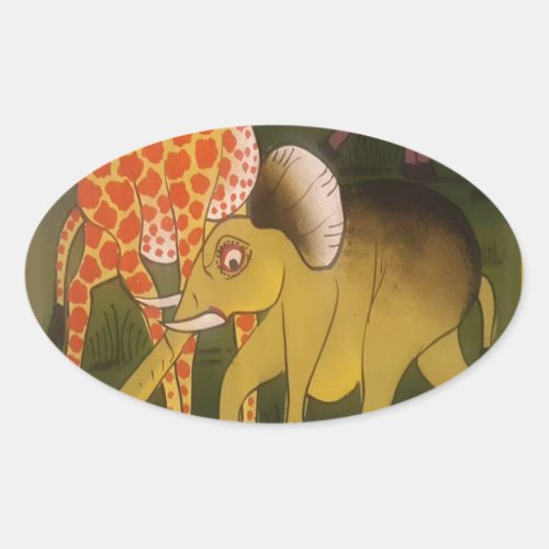 Beautiful Amazing African wild animal safari color Oval Sticker