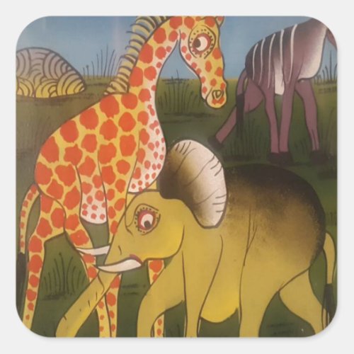 Beautiful Amazing African wild animal safari color Square Sticker