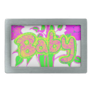 Beautiful Amazing Baby Pink Inspirational Floral Rectangular Belt Buckle