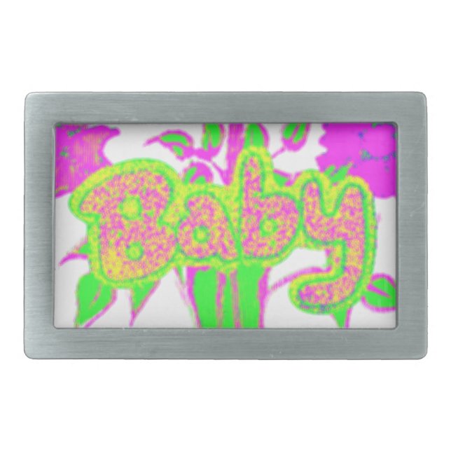 Beautiful Amazing Baby Pink Inspirational Floral  Rectangular Belt Buckle (Front)
