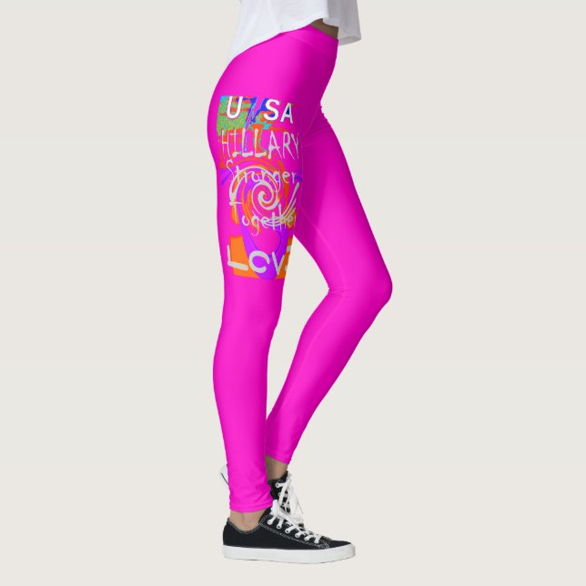 Beautiful amazing baby pink motif Hilary text art  Leggings (Right)