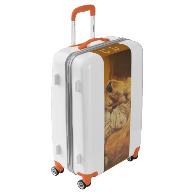 Beautiful Amazing Cat and Dog Cuddling Art Print Luggage (Rotated Left)