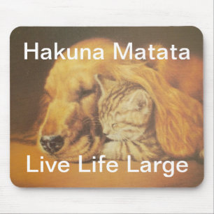 Beautiful Amazing Cat and Dog Cuddling Art Print Mouse Pad