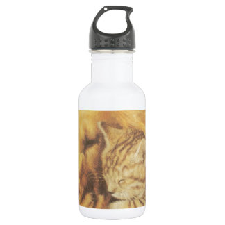 Beautiful Amazing Cat and Dog Cuddling Art Print Stainless Steel Water Bottle